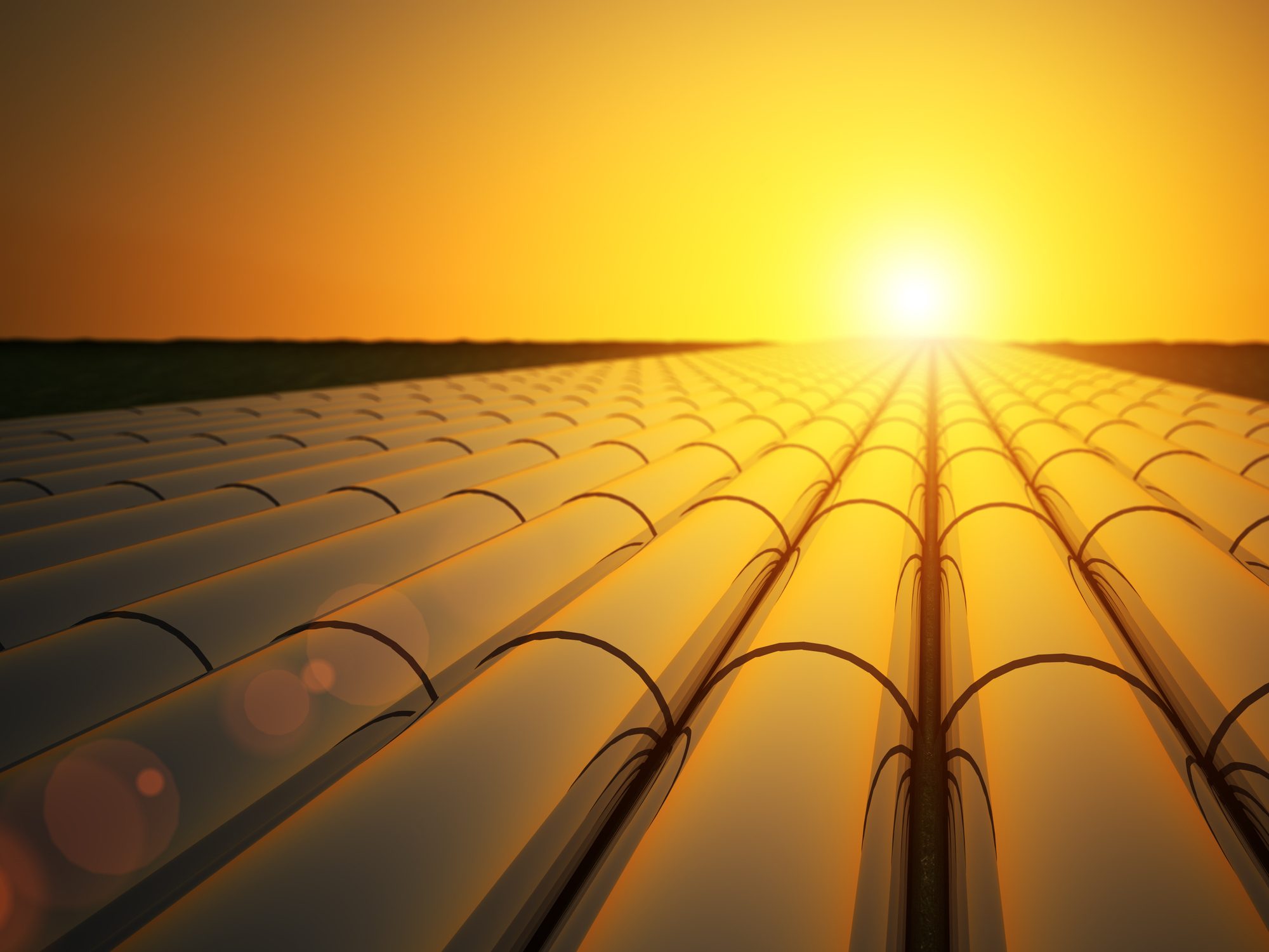 Pipelines mit Sonnenuntergang